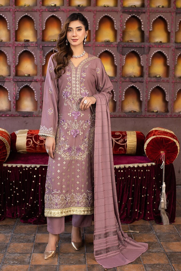 2-Piece Dhanak Suit with Embroidery