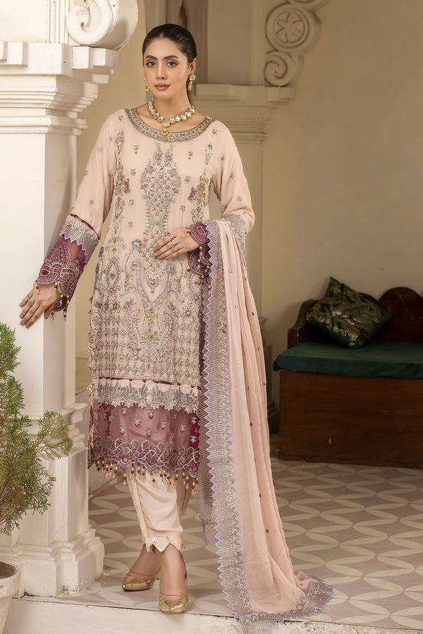 Beige Chiffon Dress For Women