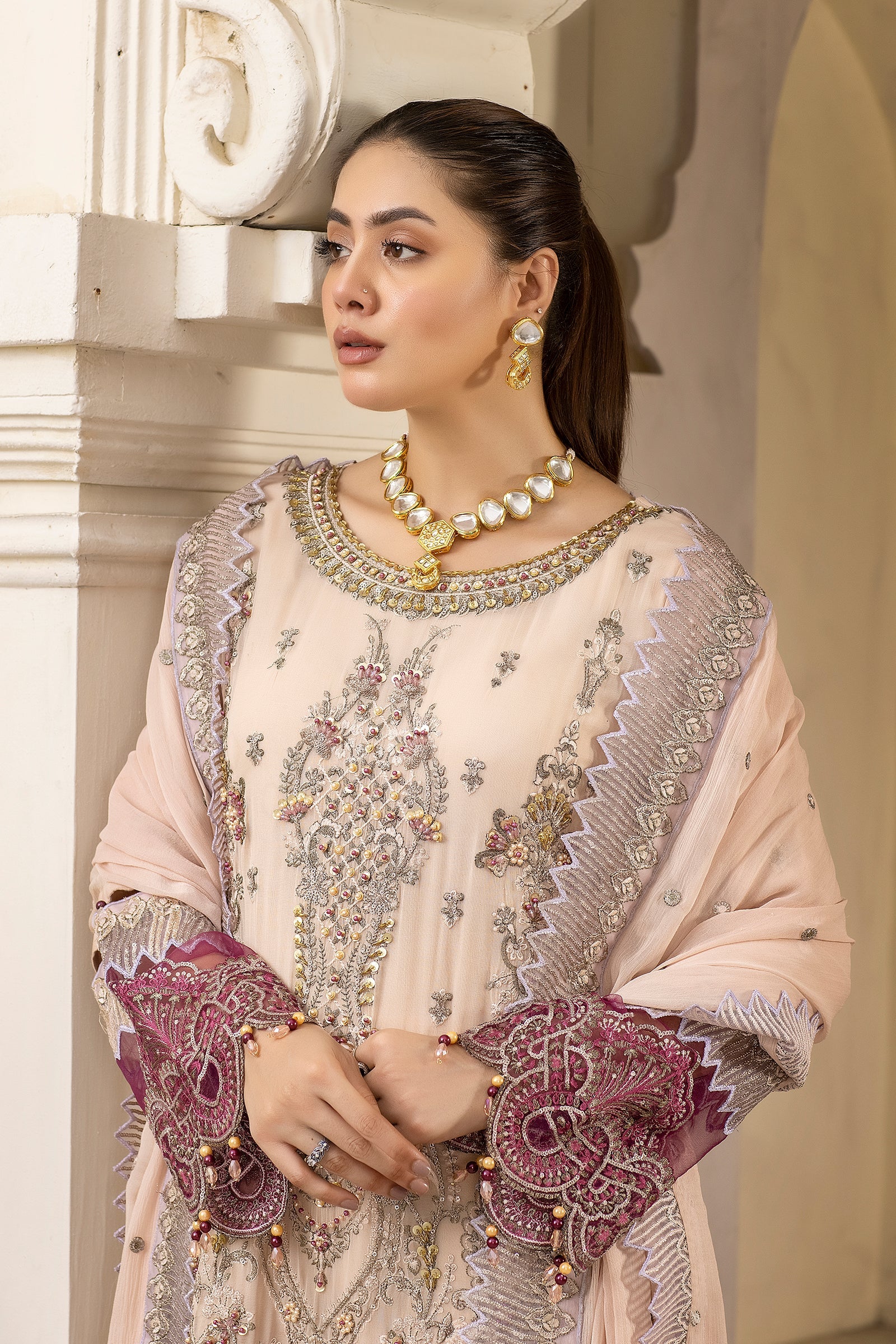 Beige Chiffon Dress For Women USA