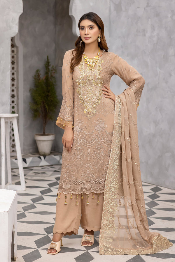 Beige Chiffon Formal Dress