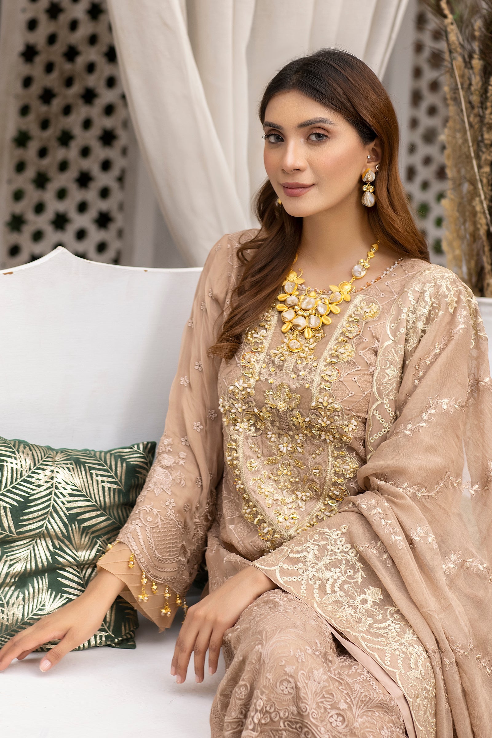 Beige Chiffon Formal Dress USA