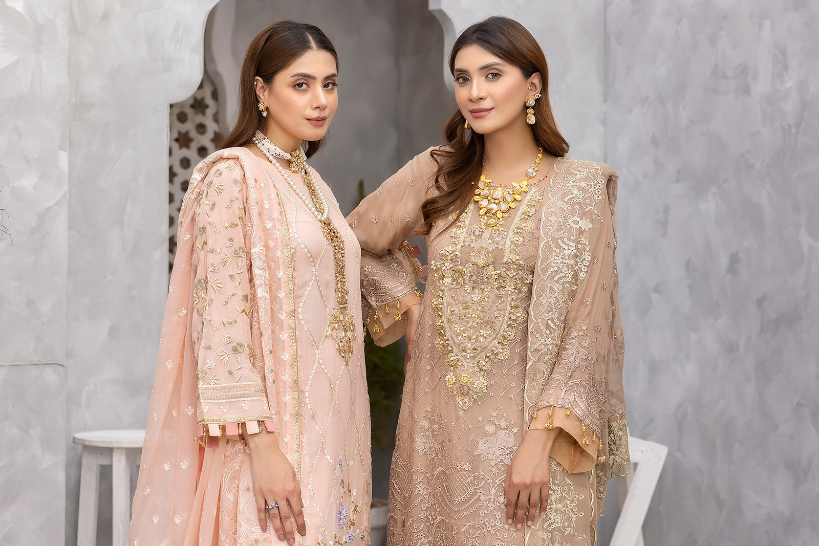 Beige Embroidered Dresses USA