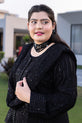 Black Chiffon Dress with Beads,