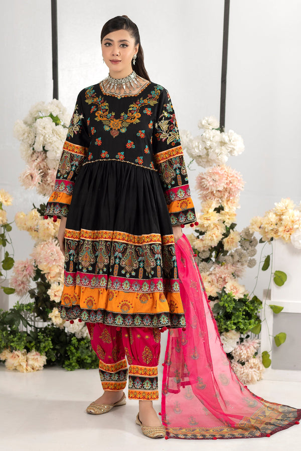 Black Cotton Readymade Dress
