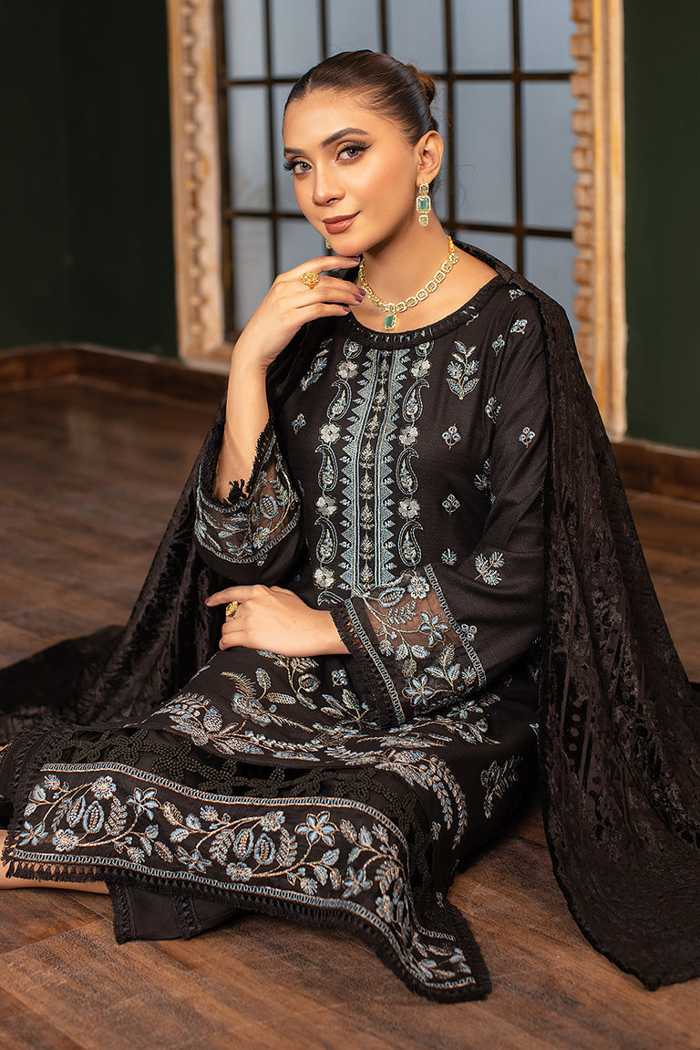 Black Dhanak Readymade Suit USA
