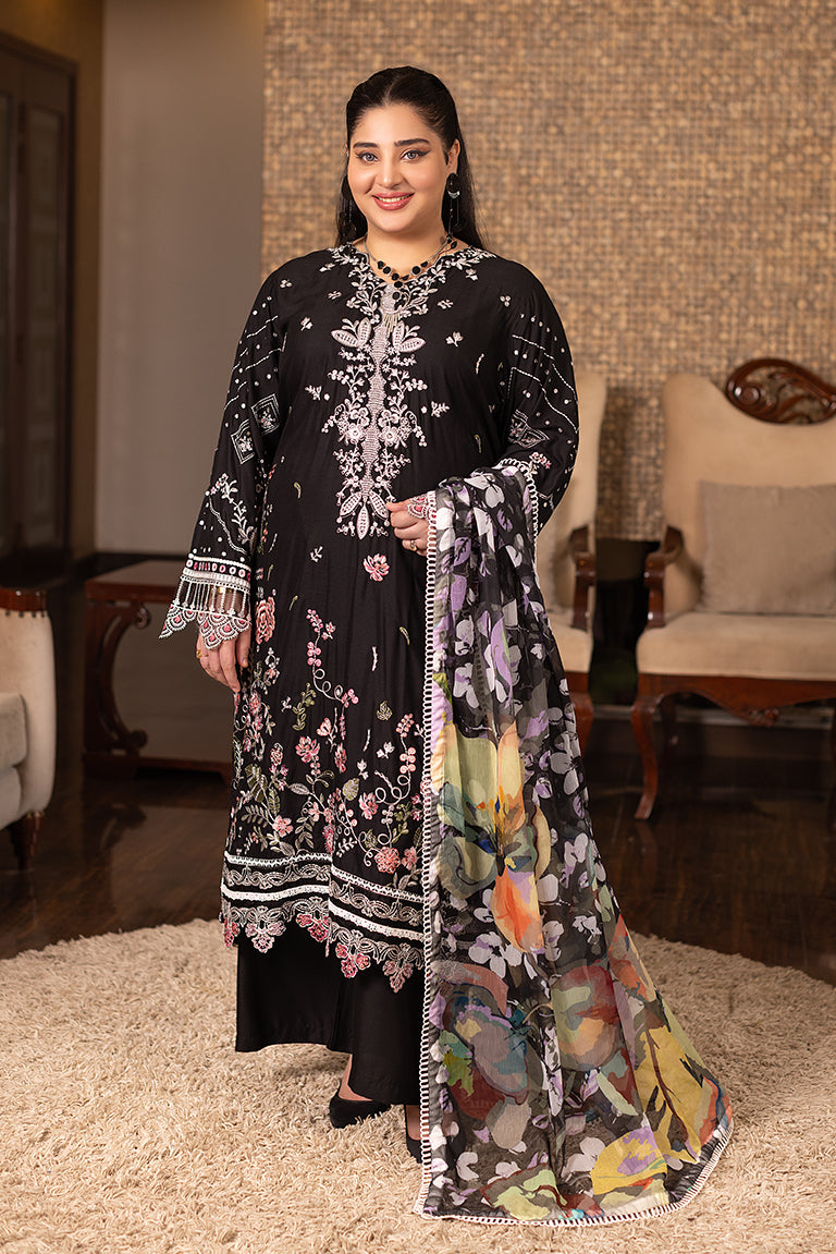  Black Embroidered Plus Size Dress