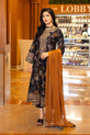 Black and Mustard Embroidered Cotton Suit