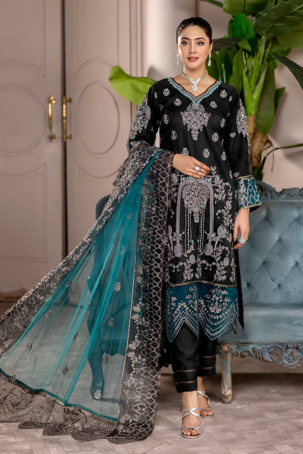 Black and Zinc Organza Formal Dress