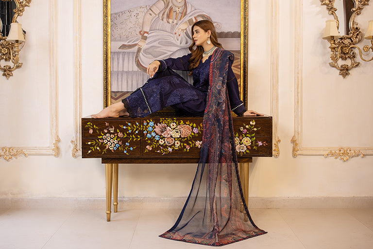 Blue Embroidered Lawn Suit 