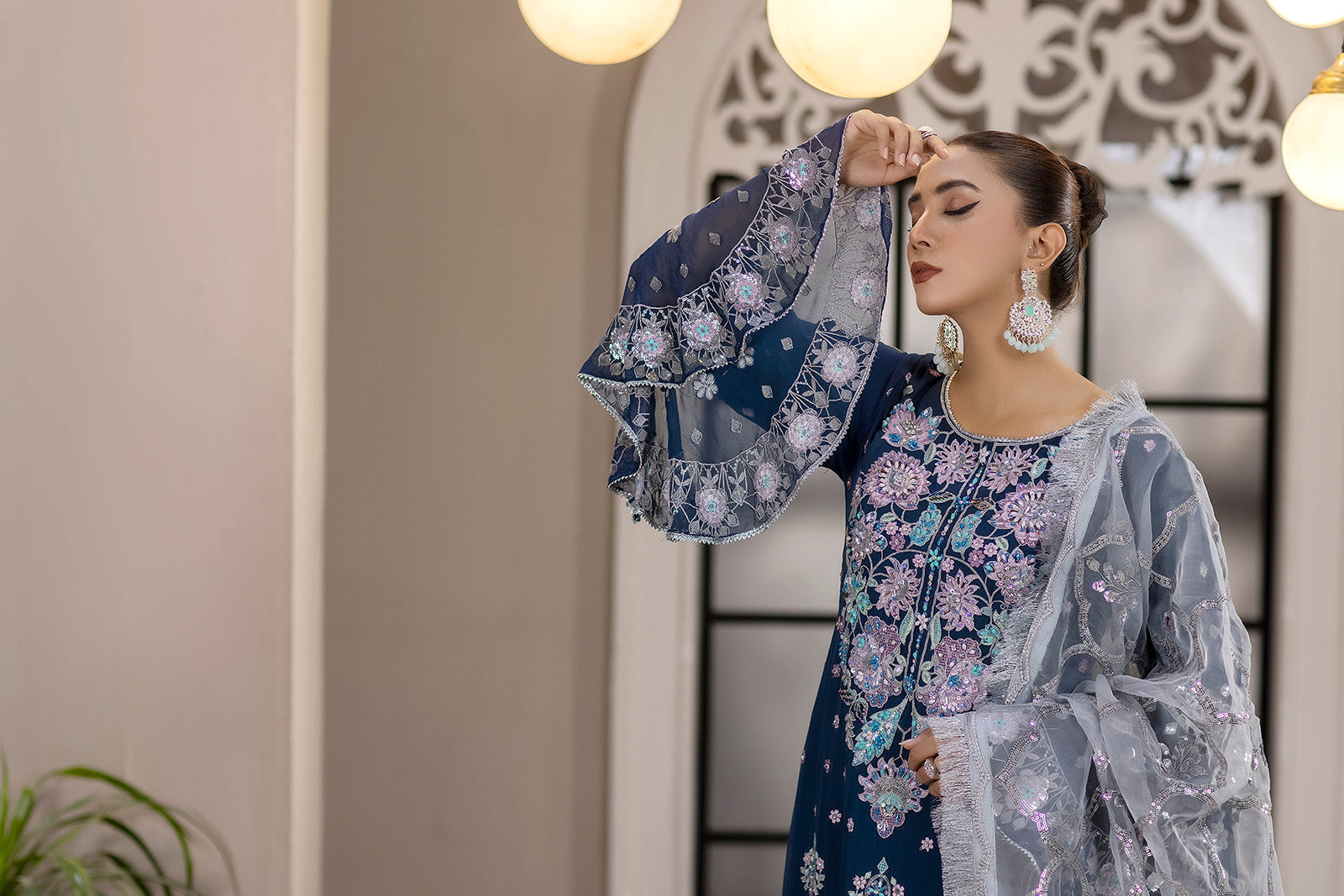 Chiffon Blue Dress For Women