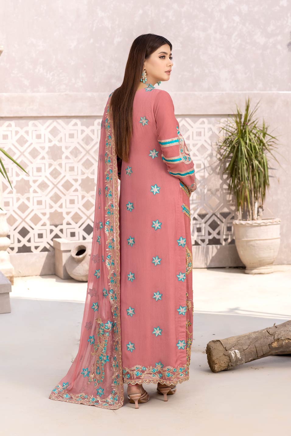 Coral Pink Chiffon Dress 
