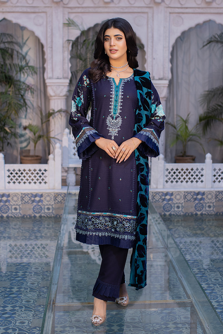 Dark Blue Readymade Dhanak Suit