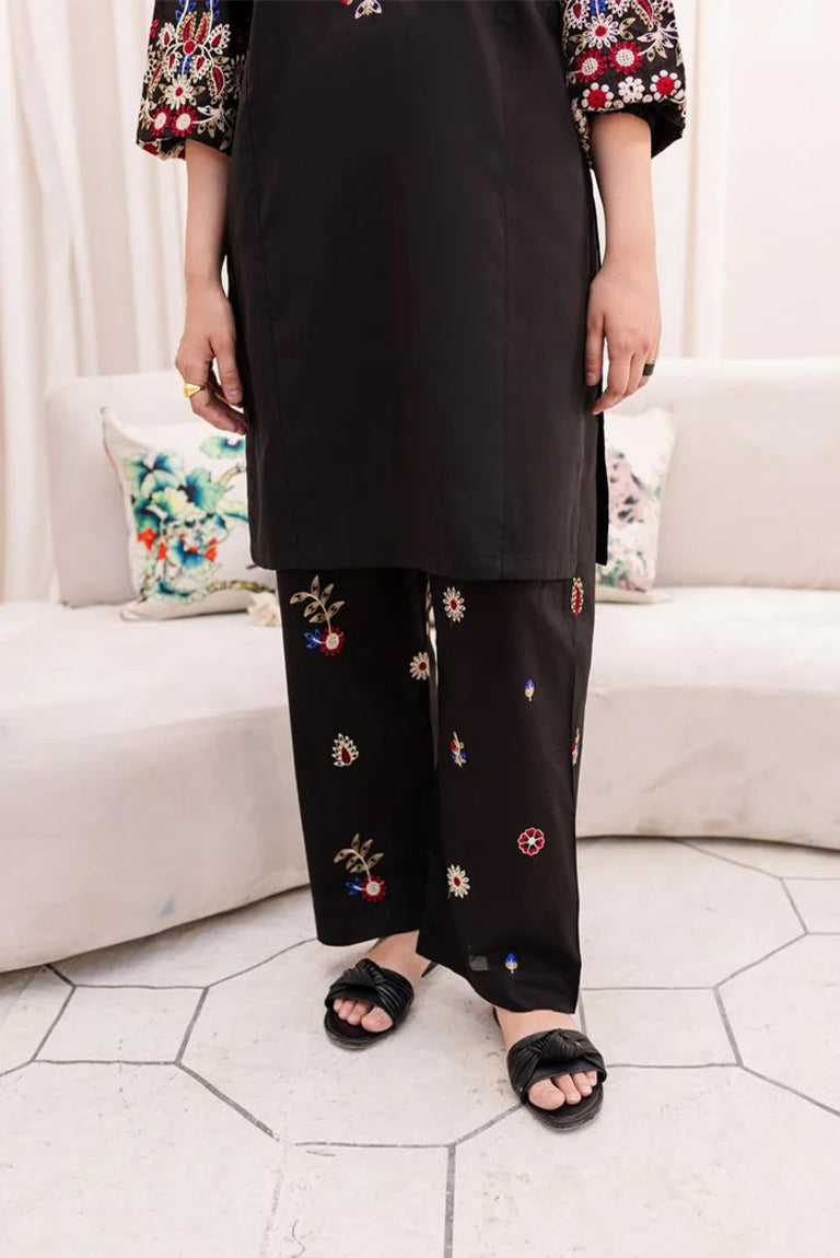 Elegant Black Two-Piece Dhanak Dress