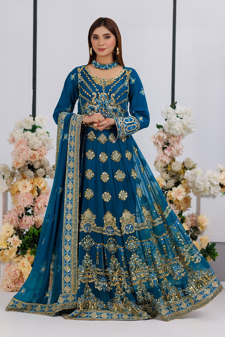 Embroidered Chiffon Gown