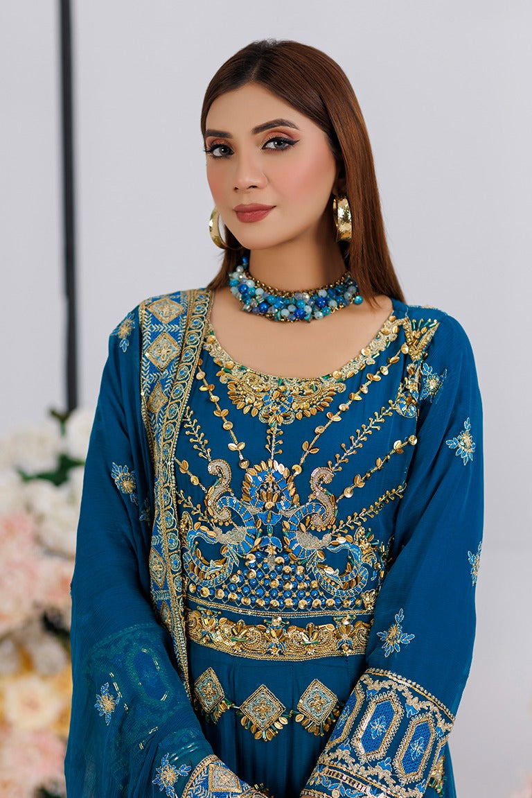 Embroidered Chiffon Gown USA