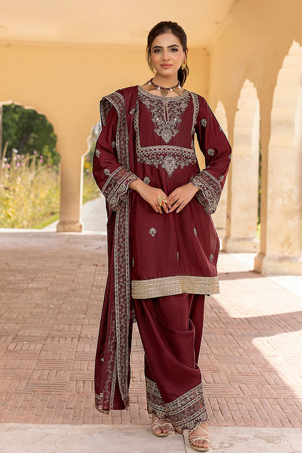 Embroidered Farshi Silk Suit