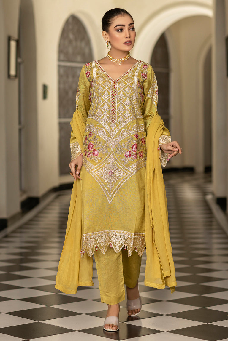  Embroidered Khadi Cotton Suit USA