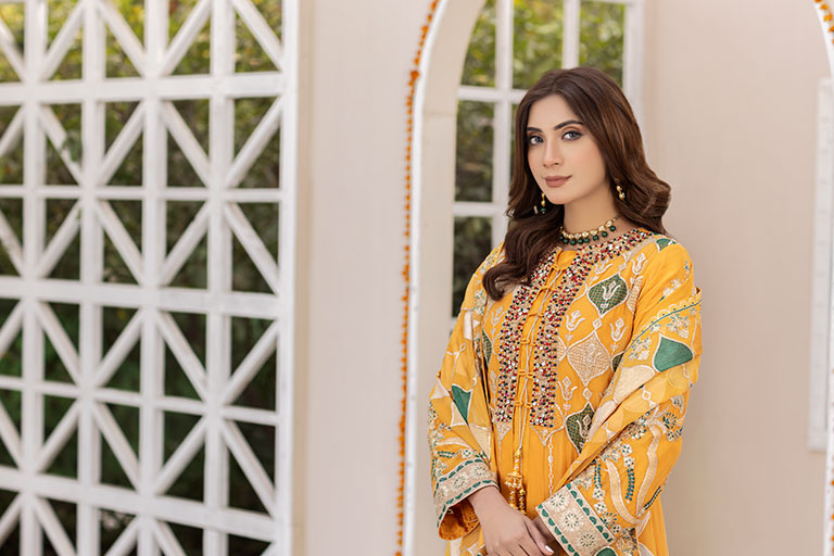 Embroidered Mehndi Dress For Women