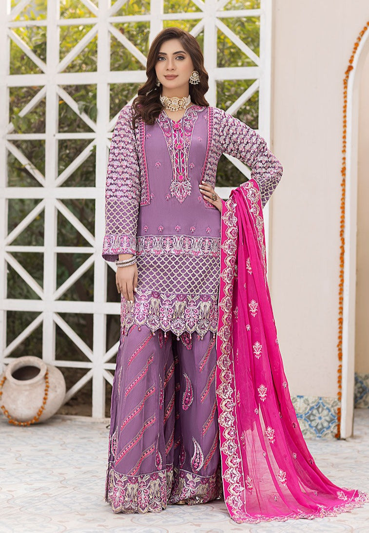 Embroidered Purple and Pink Dress