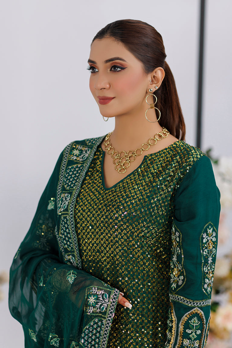 Green Chiffon Sharara Dress USA
