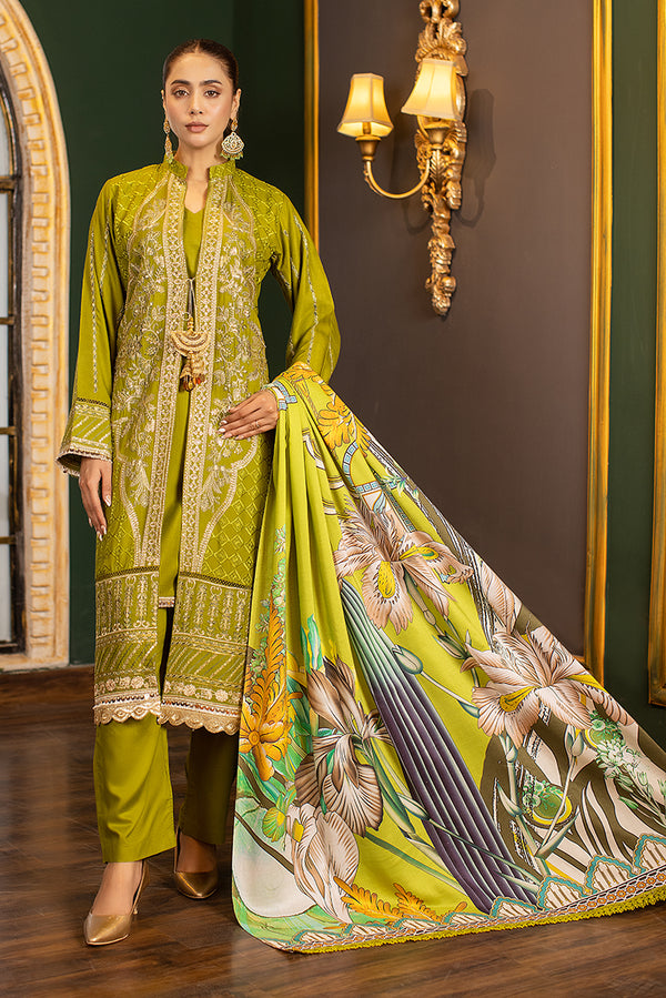 Green Linen Readymade Dress