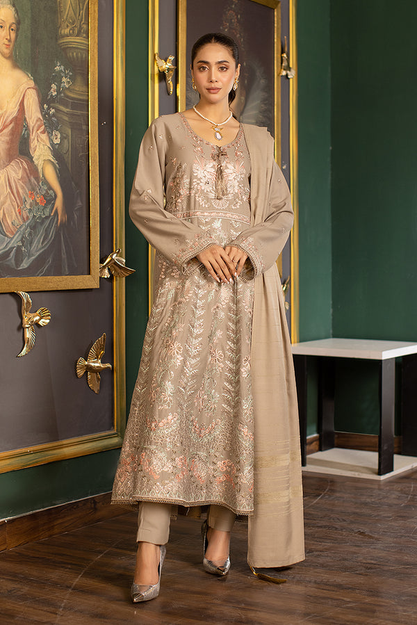 Heavily Embroidered Dhanak Suit