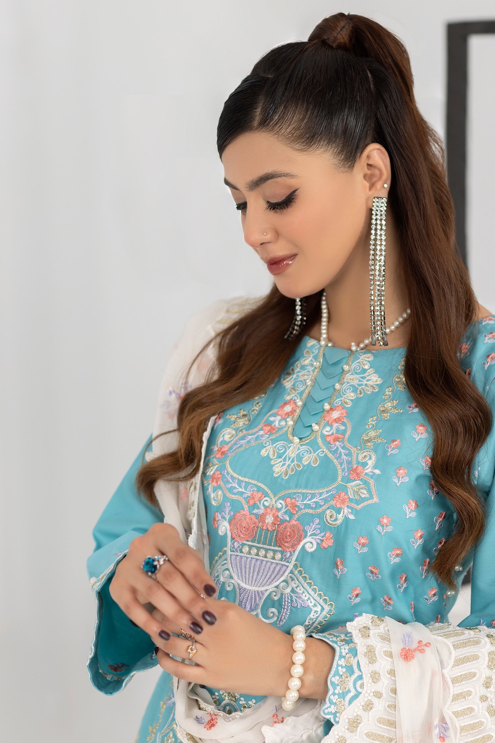 Light Blue & White Readymade Dress USA