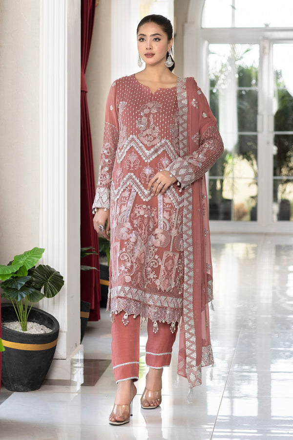 Light Grey and Pink Chiffon Formal Dress
