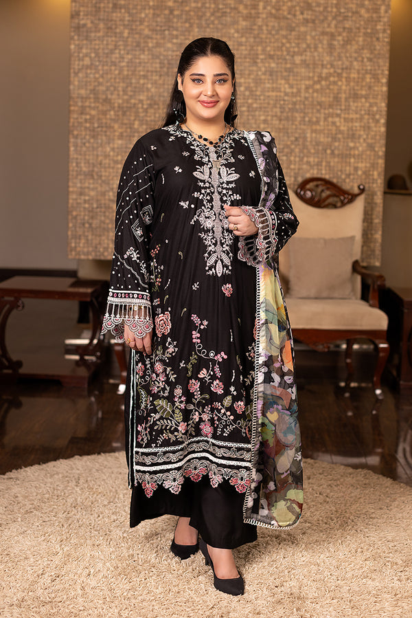 Luxury Black Embroidered Linen Suit