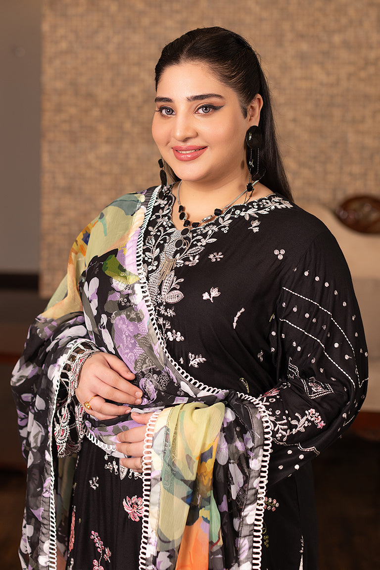 Luxury Black Embroidered Linen Suit USA