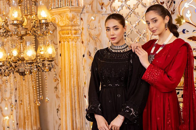 Mahroon & Black chiffon maxi dresses