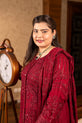 Maroon Plus Size Embroidered Dress USA