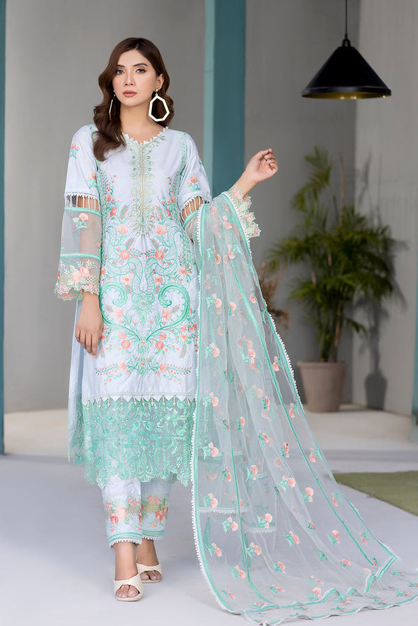 Mint Green Embroidered Winter Dress
