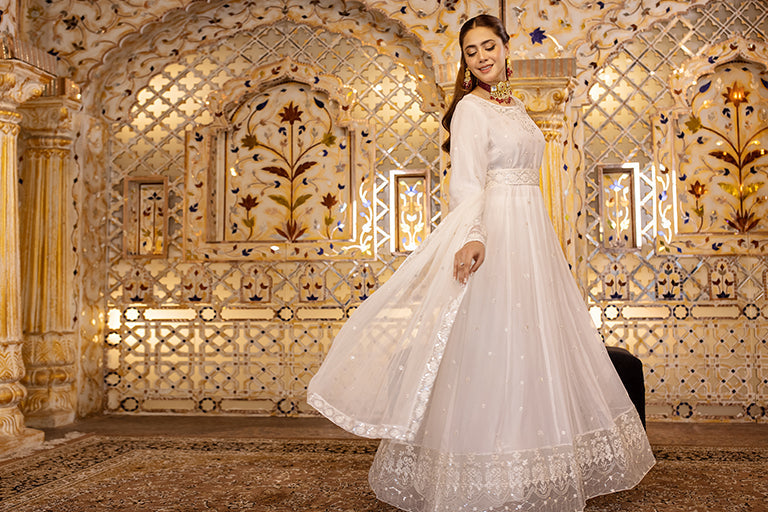 Off-White Pakistani Formal Dress USA