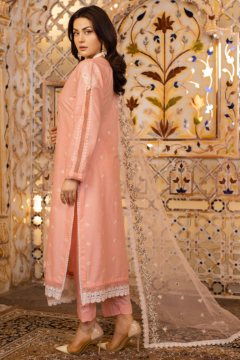 Peach Embroidered Eid Dress 