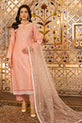 Peach Embroidered Plus Size Dress 