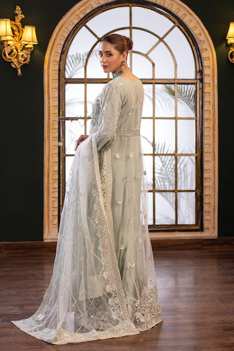 Pista-Colored Pakistani Formal Dress USA