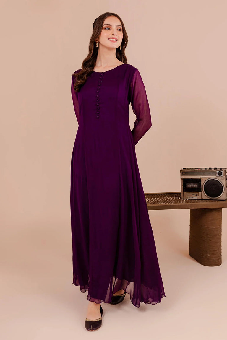 Purple Chiffon Maxi Dress USA