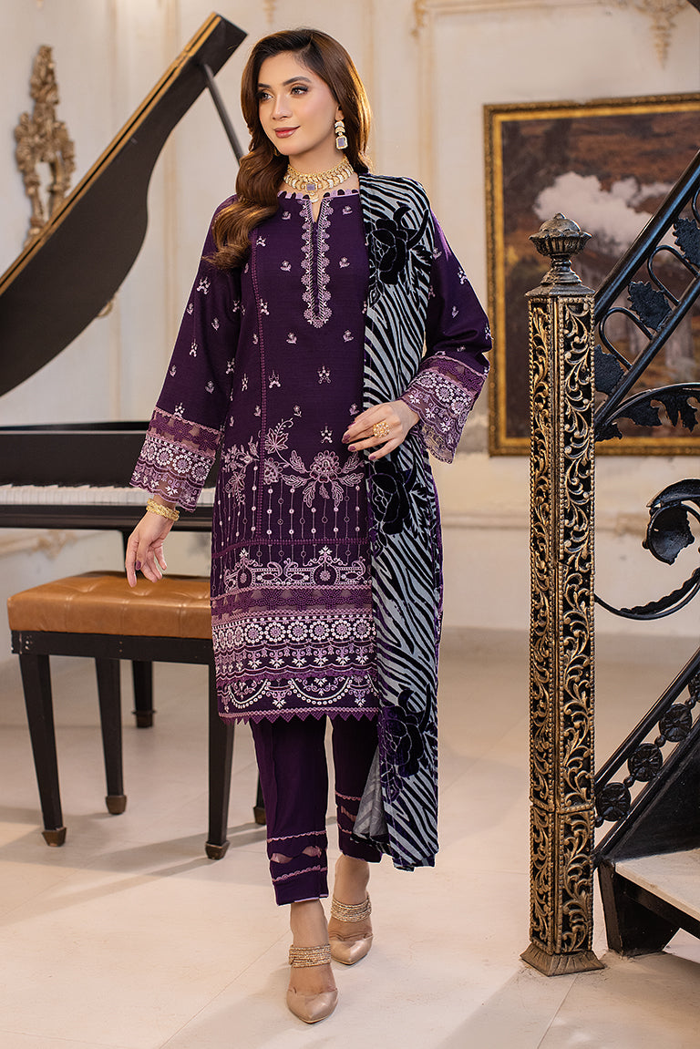 Purple Dhanak Readymade Suit