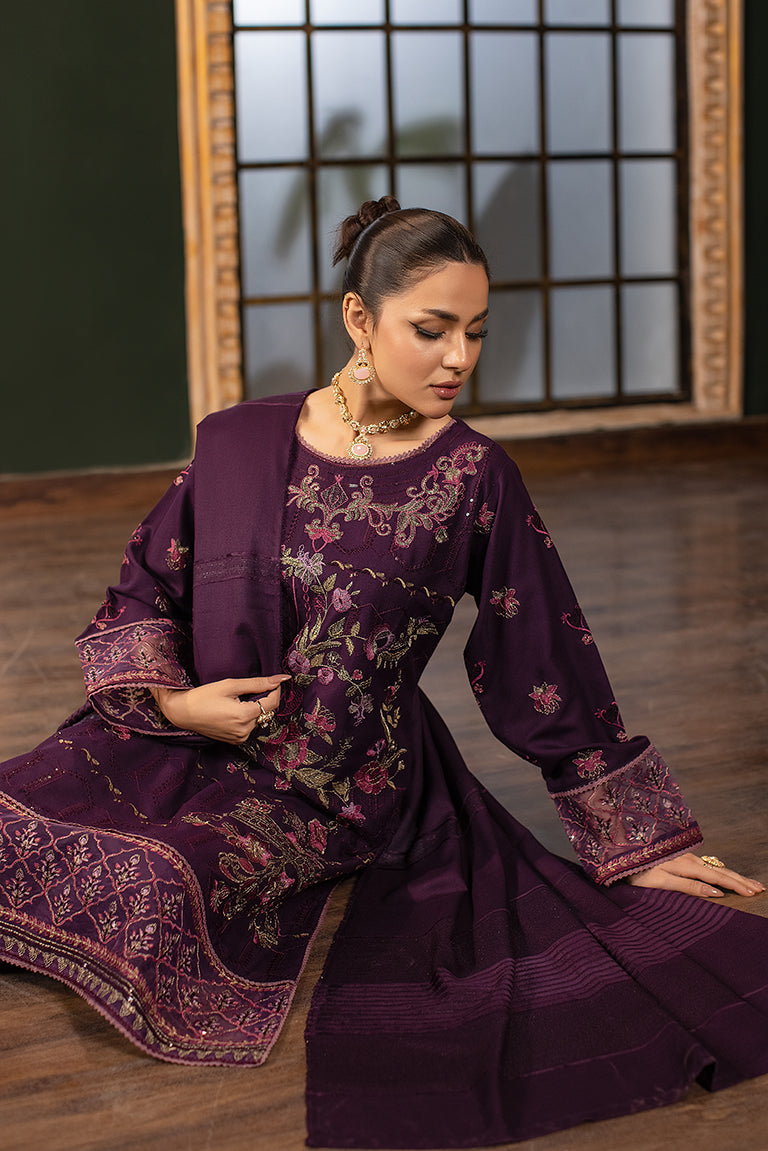 Purple Semi-Formal Dhanak Suit Online USA