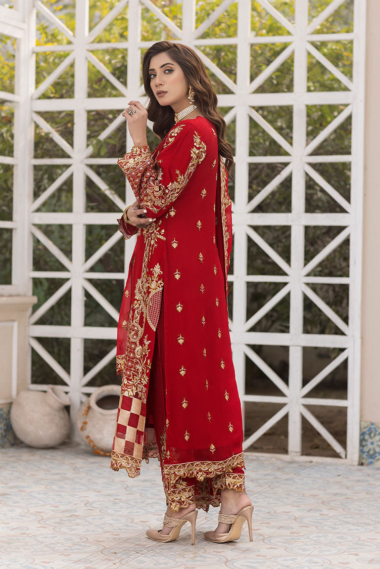  Red Chiffon Dress 