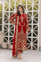  Red and Gold Embroidered Chiffon Dress USA