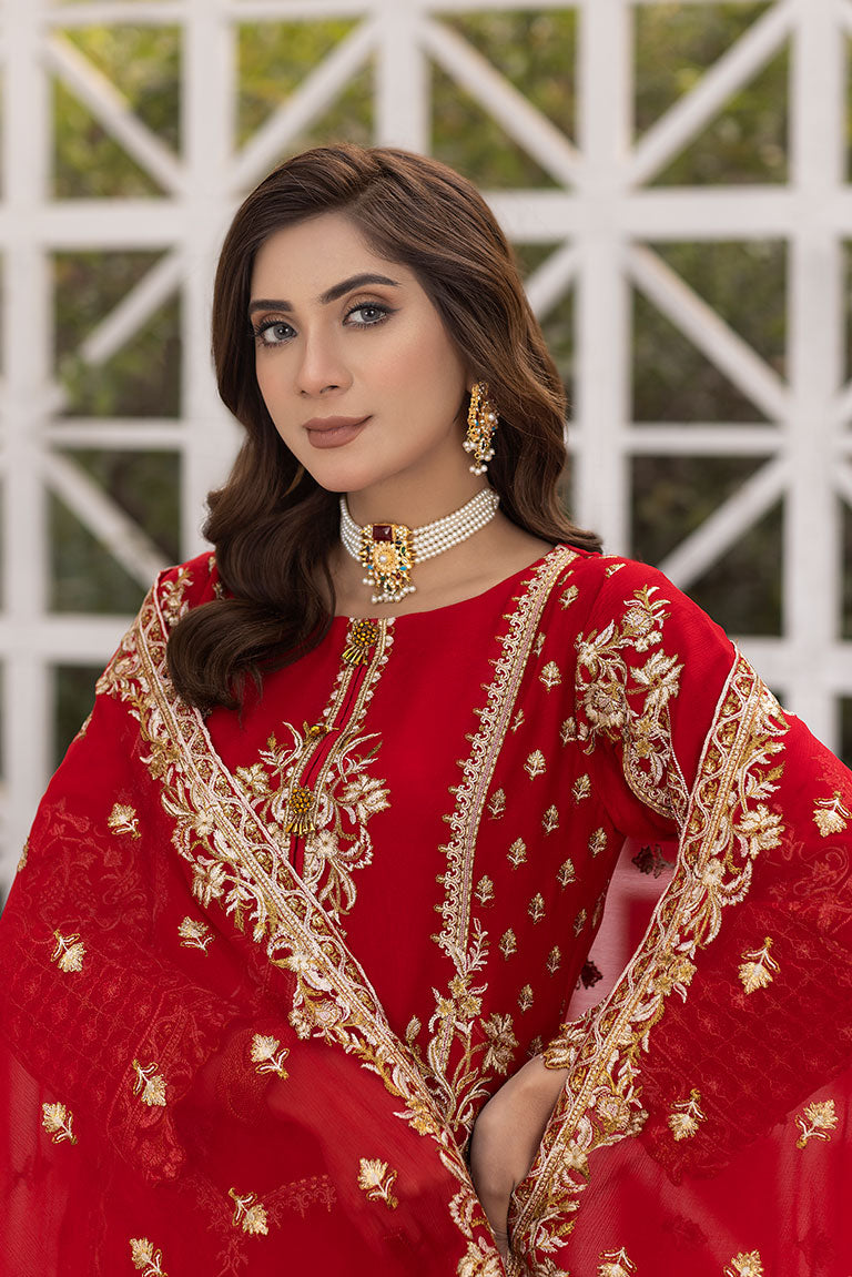 Red and Gold Embroidered Formal Dress USA