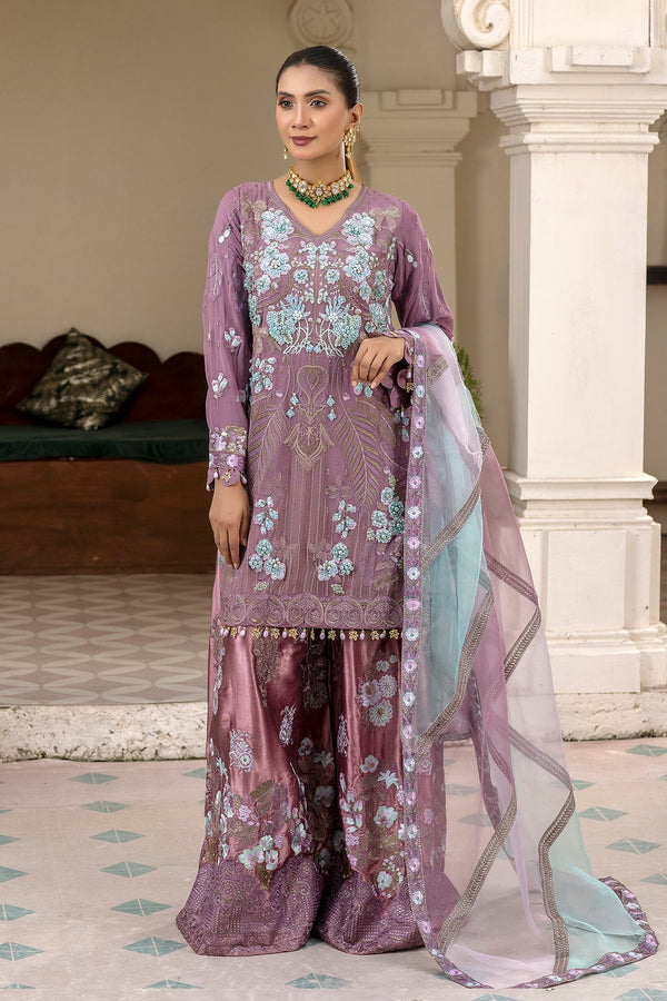 Royal Purple Chiffon Sharara Dress