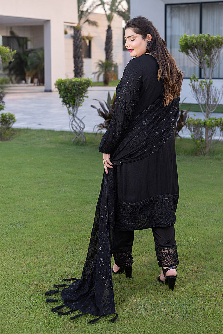 Striking Black Chiffon