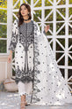 White Chiffon Gown with Black Embroidery