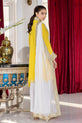 White and Yellow Chiffon Dress 