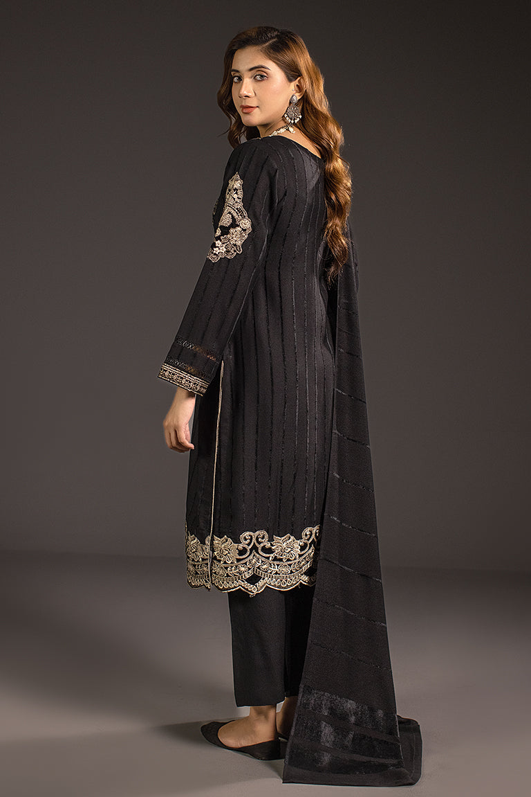 black Dhanak embroidered dress