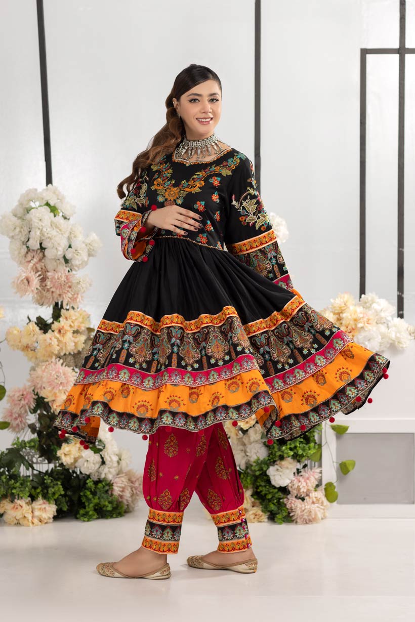 colorful embroidery dress