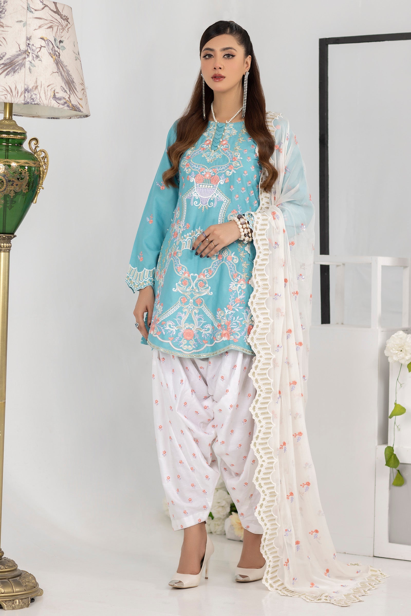 embroidered cotton dress